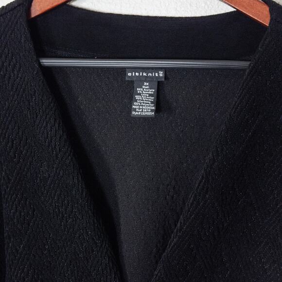 Citiknits Textured Open Cardigan Black Women’s 3X Chic Minimalism - Picture 3 of 12